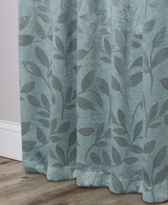 Leaves Modern Bohemian Back Tab Blackout Curtain Set, 52"x 108"