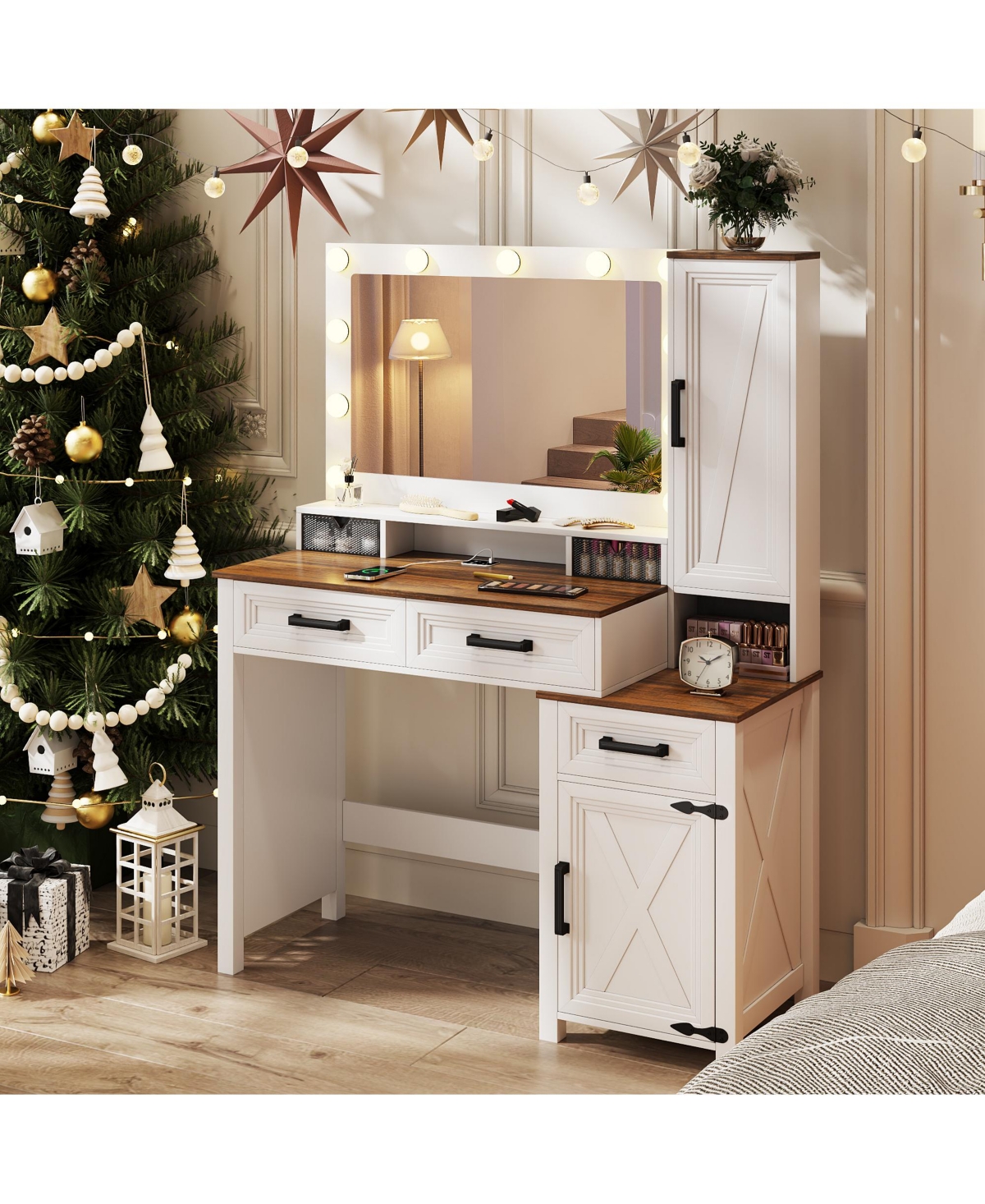 Vlsrka Vanity Desk with Mirror and Light