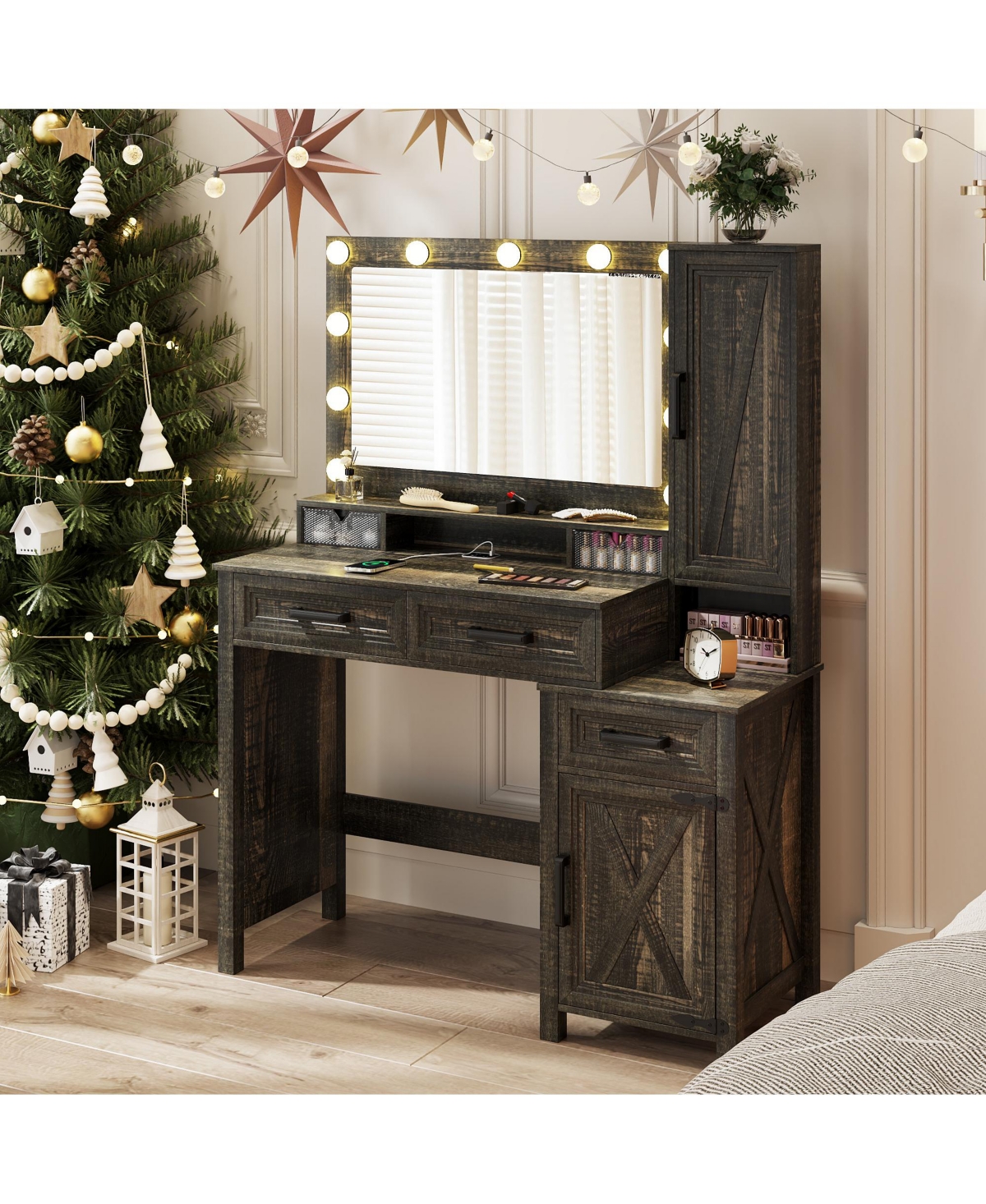 Vlsrka Vanity Desk with Mirror and Light