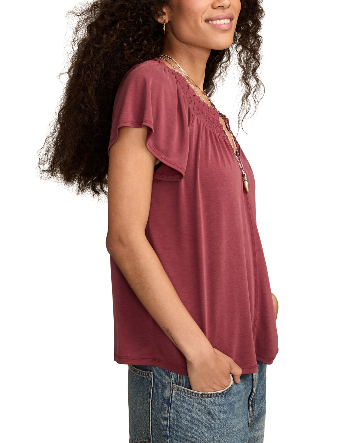 Lucky Brand Women's Sandwash Notch Top