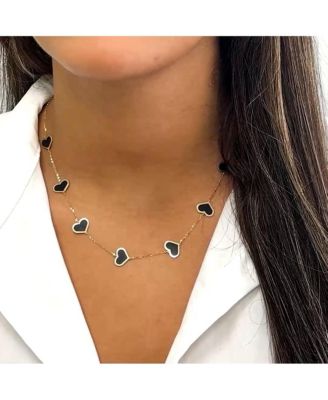 Large Onyx Heart Station Necklace