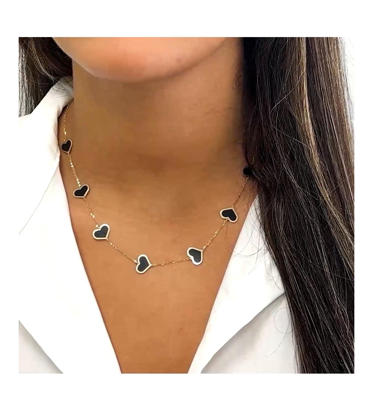 The Lovery Large Onyx Heart Station Necklace