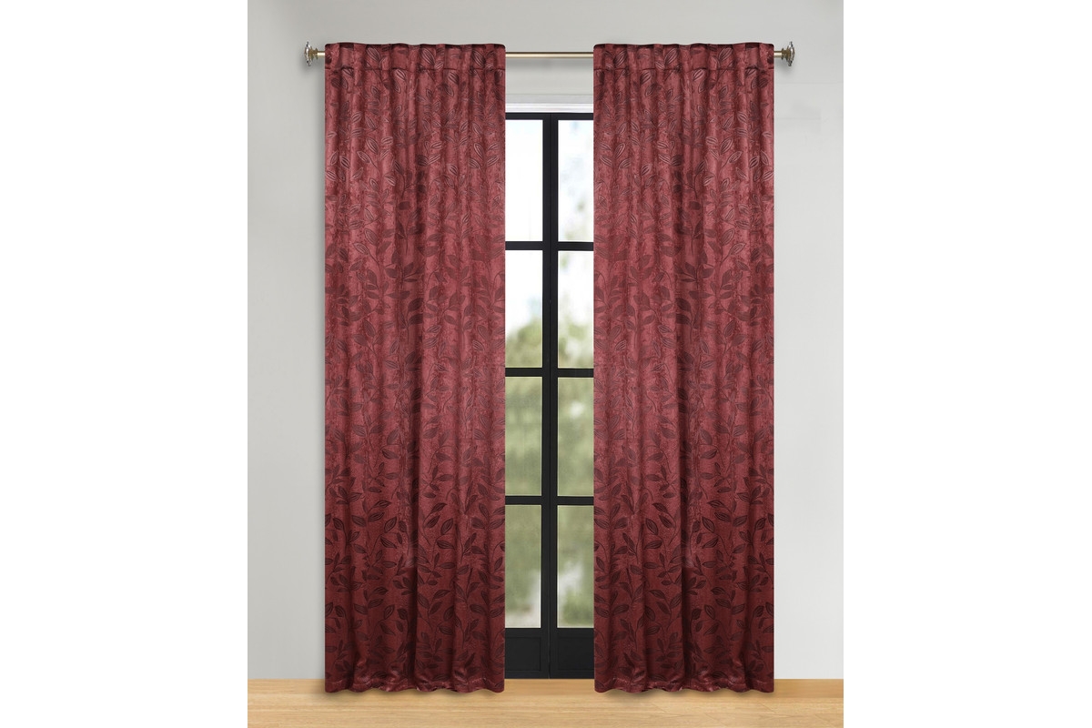 Superior Modern Leaves Room Darkening Grommet Top Curtain Panels