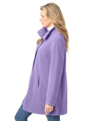Plus Size Fleece Swing Funnel-Neck Coat