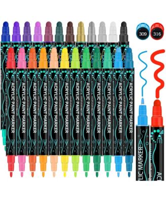 24 Colors Dual Tip Acrylic Paint Pens Markers, for Halloween Decorations, Wood, Canvas, Stone, Rock Painting and DIY Crafts