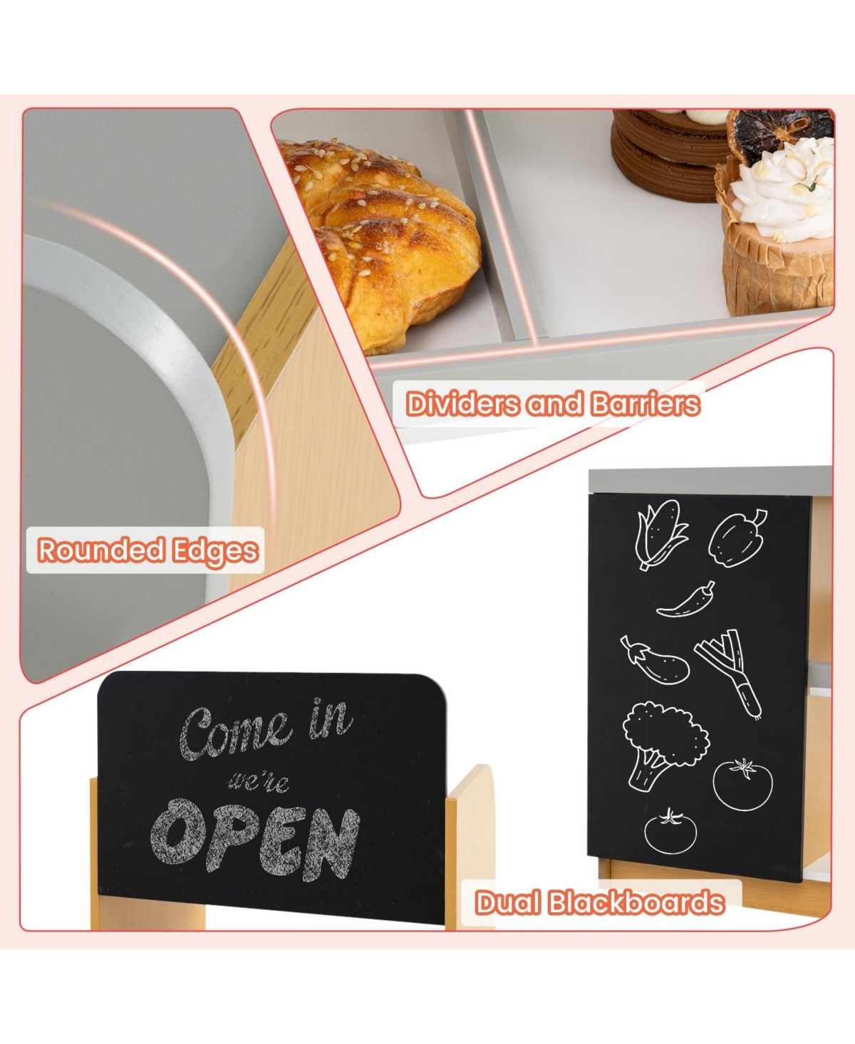 Mecale Pretend Play Grocery Store Set With Shopping Cart And 2 Chalkboards