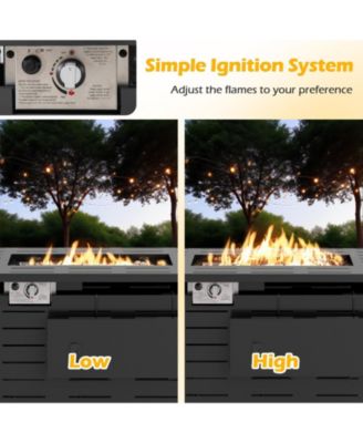 40 Inch Outdoor Propane Fire Pit Rectangle Gas Fire Table with Lava Rocks.