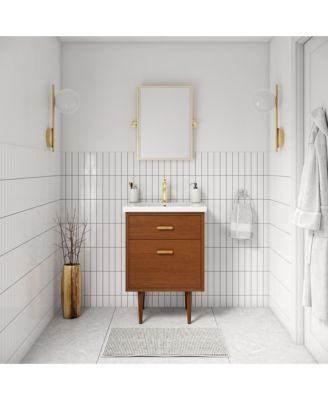 24.5&amp;#x22; Solid Wood Bath Vanity with White Ceramic Top and Single Sink