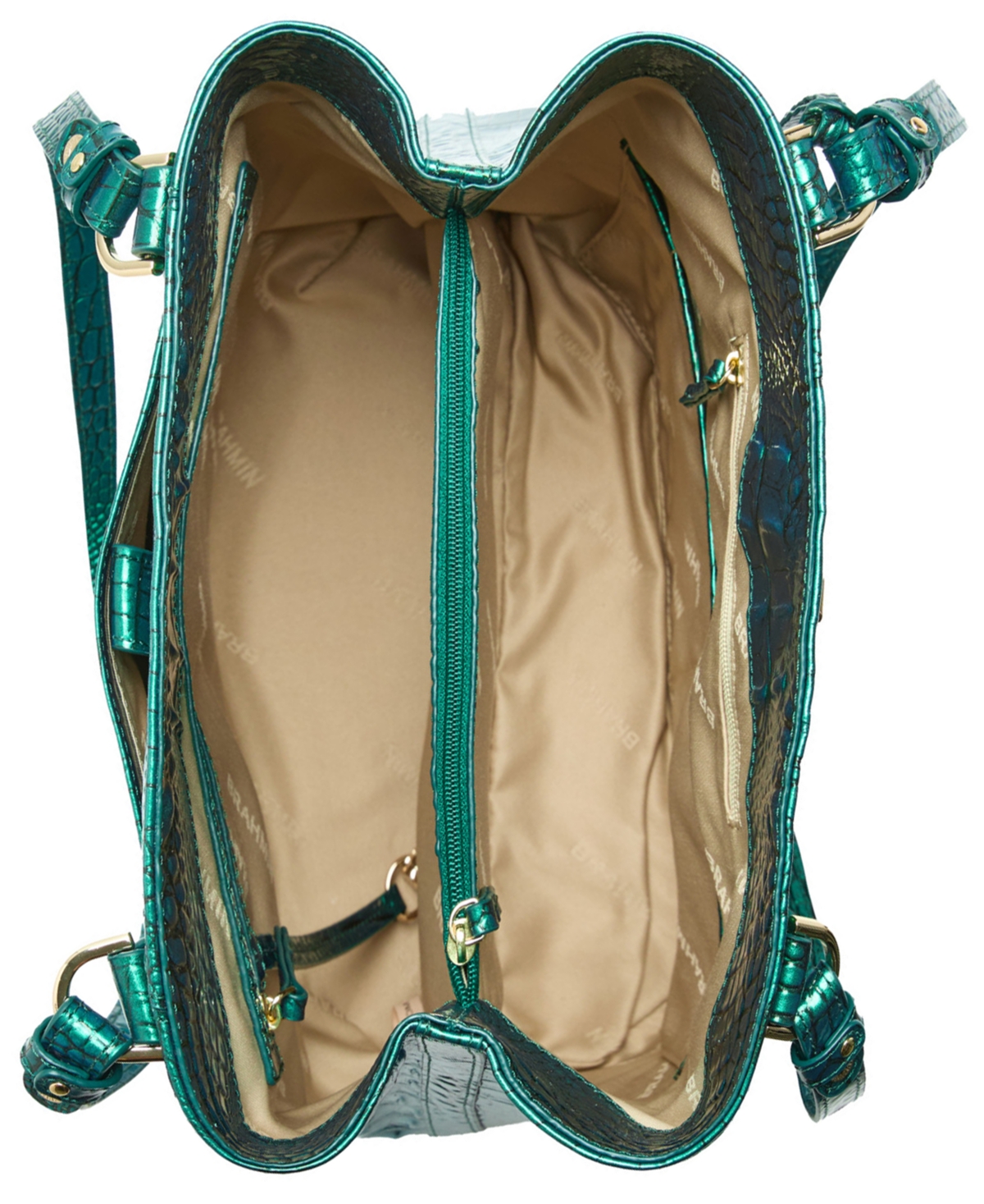 Brahmin Fiora Melbourne Embossed Leather Shoulder Bag In Green