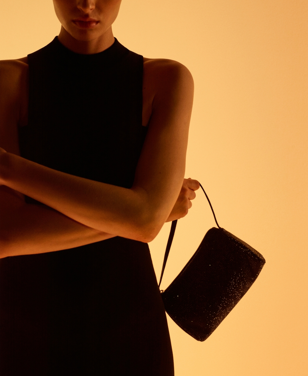 Mango Women's Rhinestone Handbag In Black