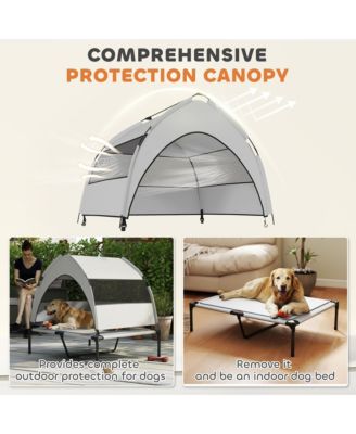 Elevated Dog Bed, Portable Raised Pet Bed with Canopy, Bag, 36"L