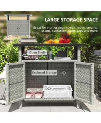 Wicker Storage Cabinet, Outdoor Buffet Cabinet
