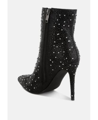 Womens Lobelia Rhinestones Embellished Stiletto Boots