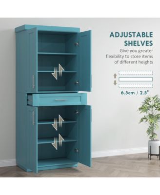 Kitchen Pantry with Doors and Drawer, Adjustable Shelves