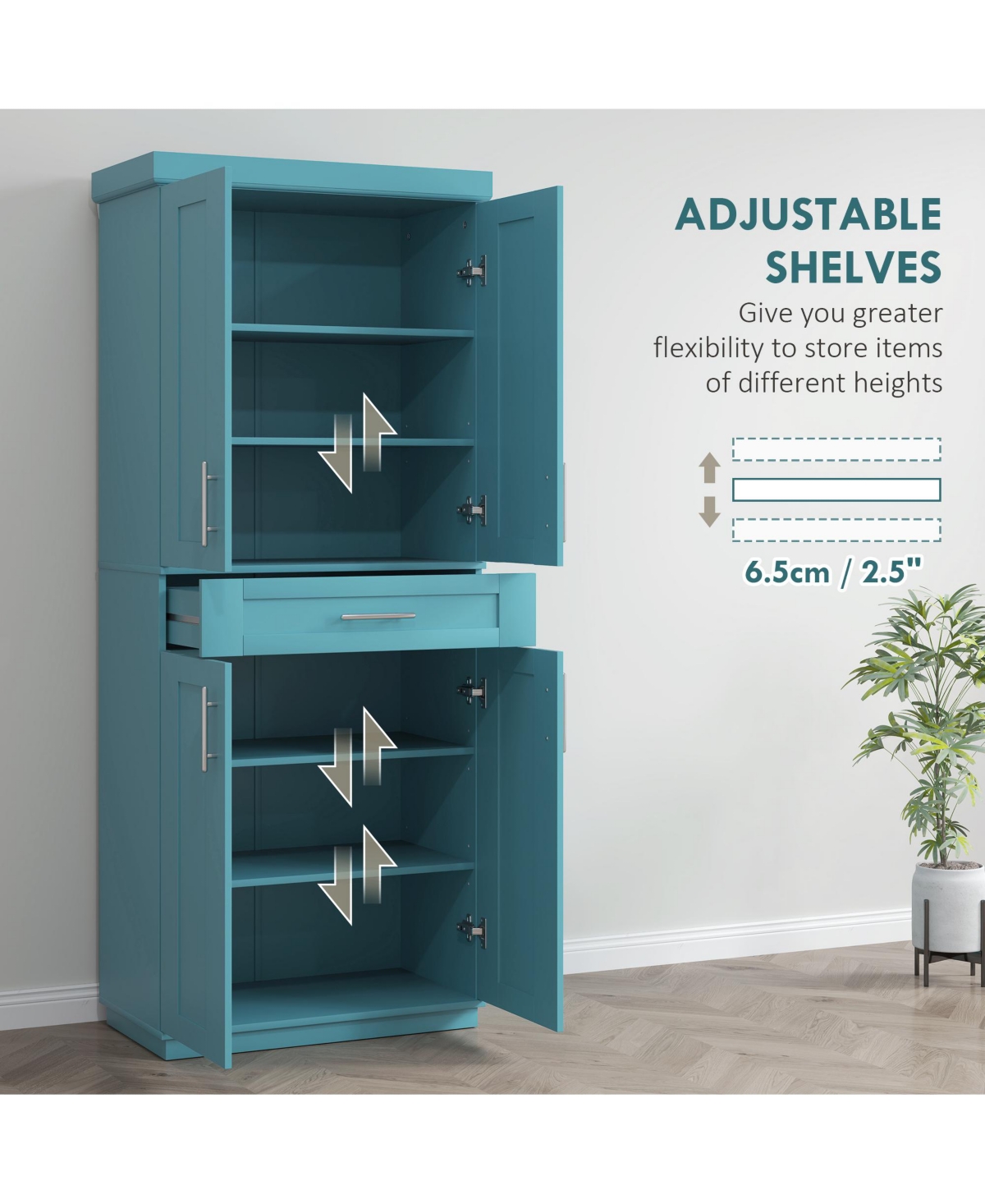 Homcom Kitchen Pantry with Doors and Drawer