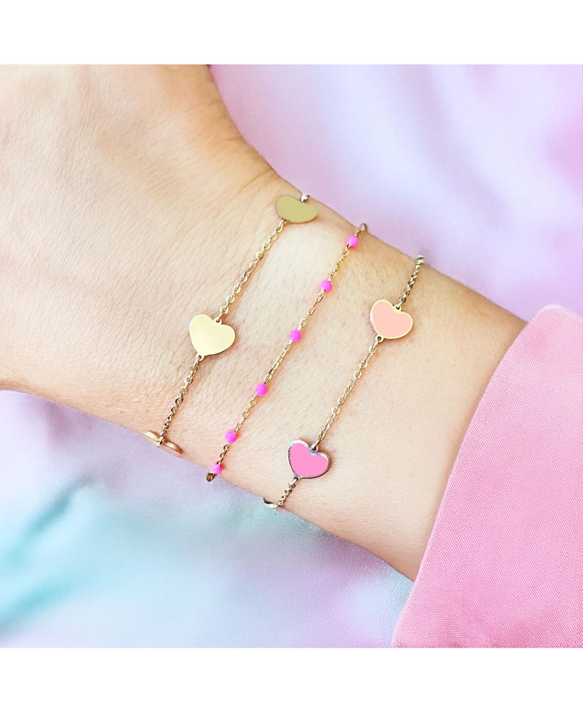 The Lovery Gold Heart Station Bracelet 14K Gold