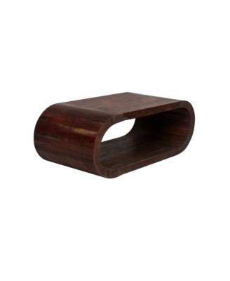 Ellipse Solid Acacia Wood Coffee Table, Brown
