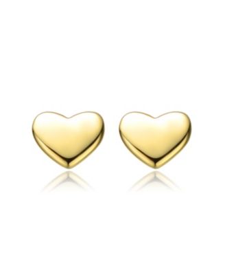 Toddler/Kids 14k Gold Plated Colored Enamel Tiny Flat Heart Stud Earrings