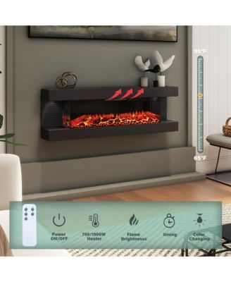 Suspended LED Light Mantel with Remote Control Stylish Electric Fireplace
