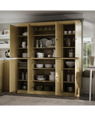 100% Solid Wood 65" Pantry Cabinet with Raised Panel Doors & Adjustable Shelves