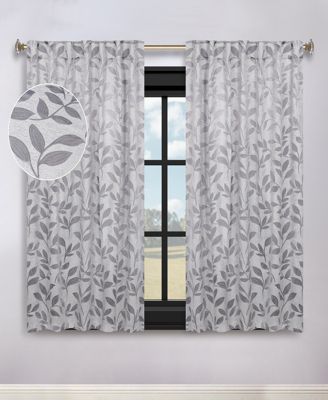 Leaves Modern Bohemian Back Tab Blackout Curtain Set, 52"x 63"