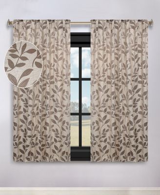 Leaves Modern Bohemian Back Tab Blackout Curtain Set, 52"x 63"