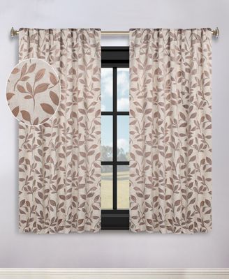 Leaves Modern Bohemian Back Tab Blackout Curtain Set, 52"x 63"