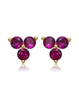 14k Gold Plated Colored Cubic Zirconia Stud Earrings for Kids