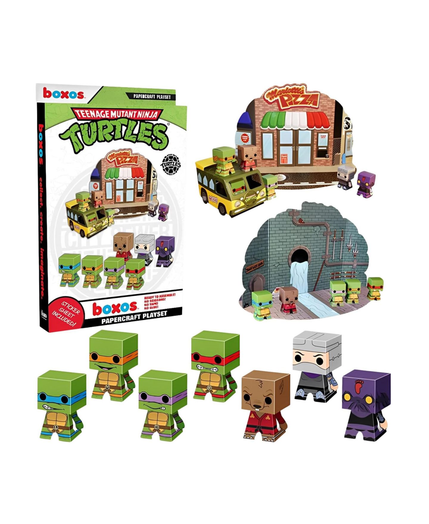 Детский игровой набор Funko Teenage Mutant Ninja Turtles Papercraft Activity Playset, Ages 3+ — фото 1