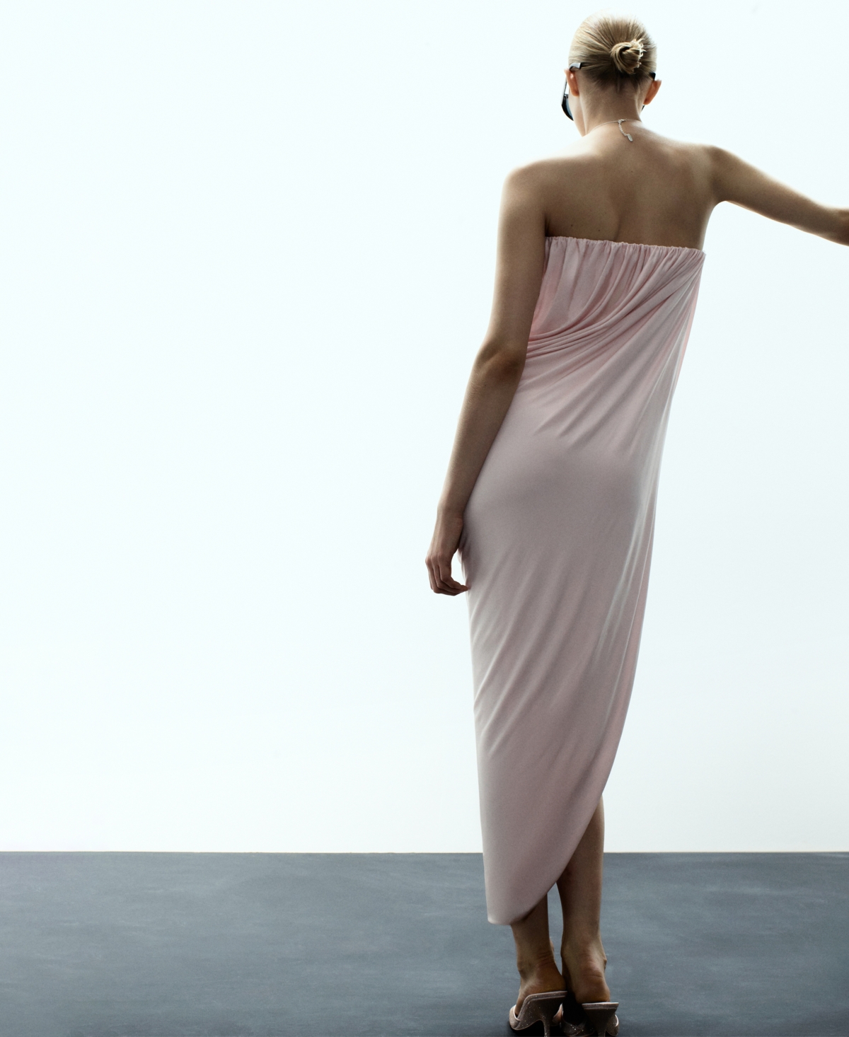 Mango Women's Asymmetrical Strapless Ruched Dress