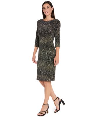 Petite Glitter Knit Round Neck Dress
