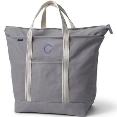 Extra Large Solid Color 5 Pocket Zip Top Canvas Tote Bag