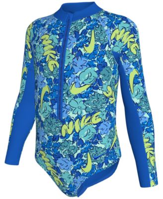 Girls' 4-6X Doodle Floral Long-Sleeve Swimsuit