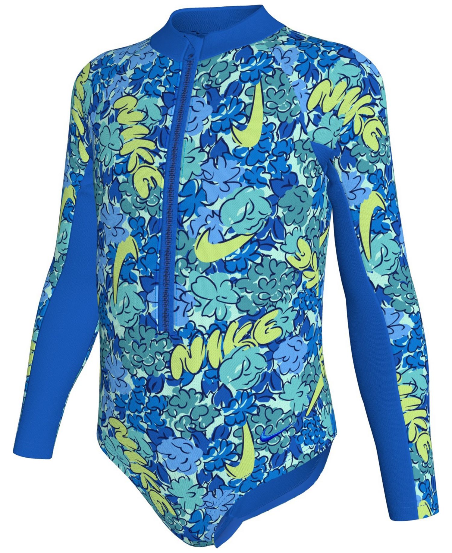 Girls' 4-6X Doodle Floral Long-Sleeve Swimsuit