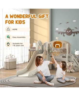 7-in-1 Toddler Slide, Playset Indoor for Ages 1-6 Years w/ Ring Toss