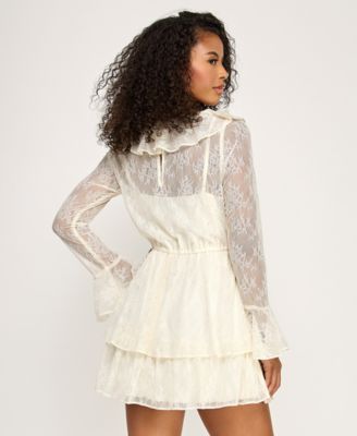 Juniors' Lace Tiered-Hem Dress
