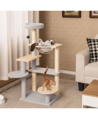 Modern Cat Tree 44 Inch Multi-level Cat Tower w/ Removable Padded Top Perch