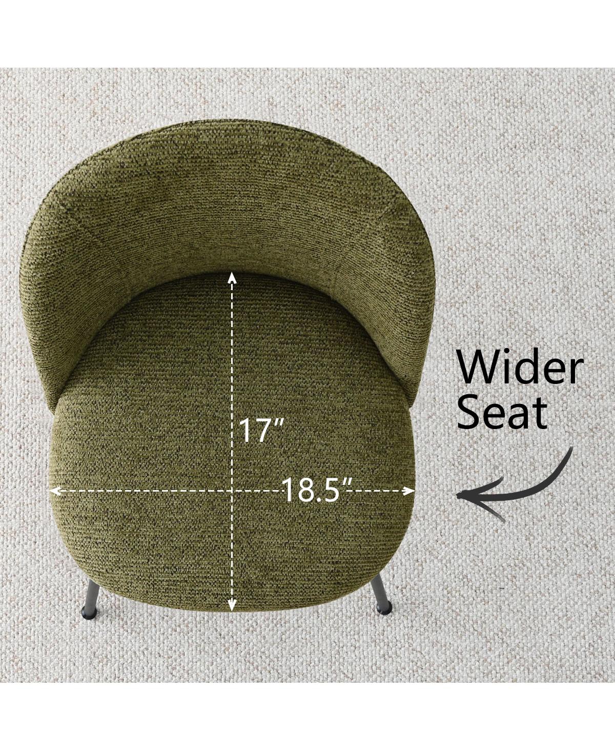 5-Piece 35" Round White Pedestal Dining Table Set with 4 Curved Back Boucle Upholstered Chairs and Black Metal Legs-Maison