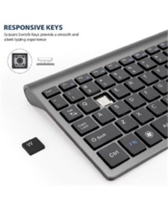 Wireless Keyboard and Mouse Combo - Scissor Ultra-Thin Silent Ergonomic Keyboard with Numeric Keys - 2.4G Receiver for PC, Laptop, Desktop - Iron Gray