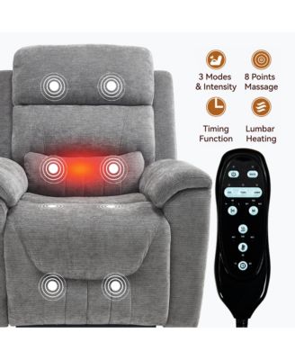 Chenille Dual Motor Infinite Position Up to 350 LBS Power Lift Recliner Chair with 8-Point Vibration Massage and Lumbar Heating,Blue