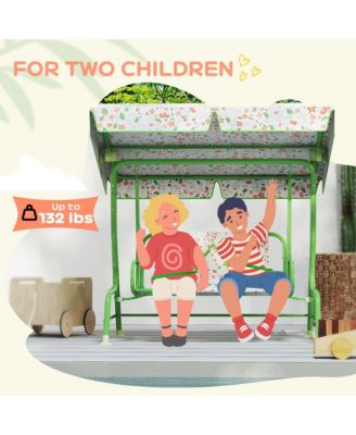 Kids Patio Swing, 2-Seater Outdoor Porch Swing Chair,