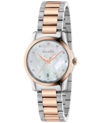 Gucci - Women's Swiss G-Timeless Diamond Accent Two-Tone PVD Stainless Steel Bracelet Watch 27mm YA126544