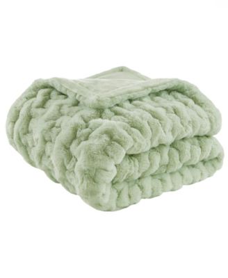 Ruched Reversible Faux-Fur Throw, 50" x 60"