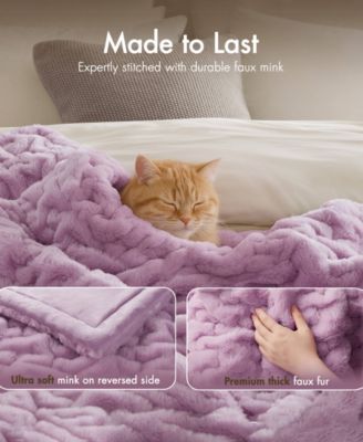 Ruched Reversible Faux-Fur Throw, 50" x 60"