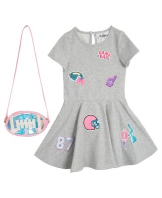 Girls' 4T-6X Sequin Skater Dress with Handbag