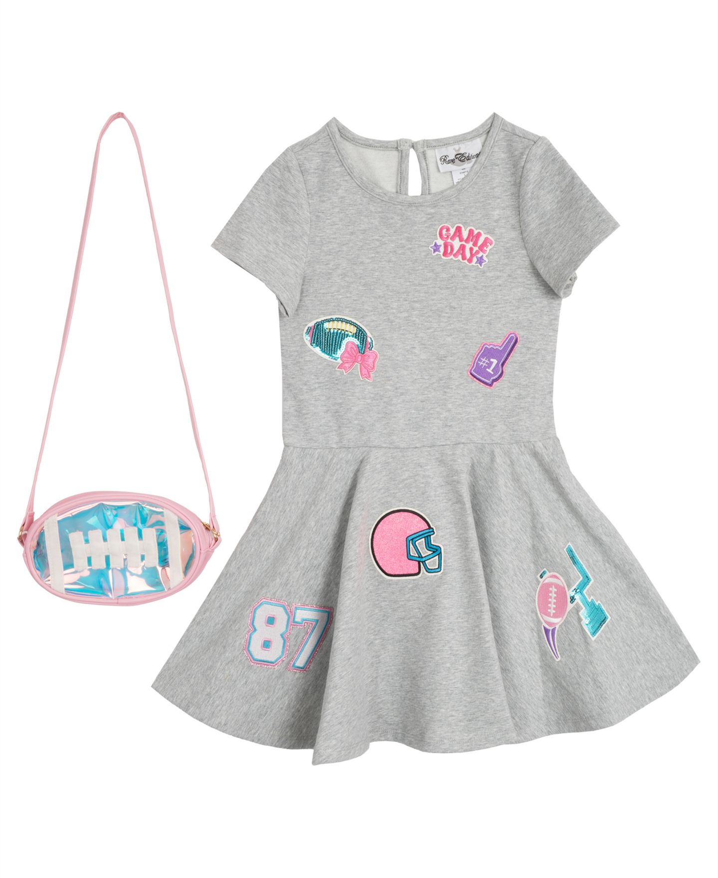 Платье Rare Editions Sequin Skater Dress with Handbag для девочек, цвет: Серый — фото 4