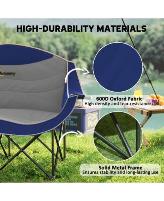 Double Camping Chair for Adults, Padded Folding Camp Chair,