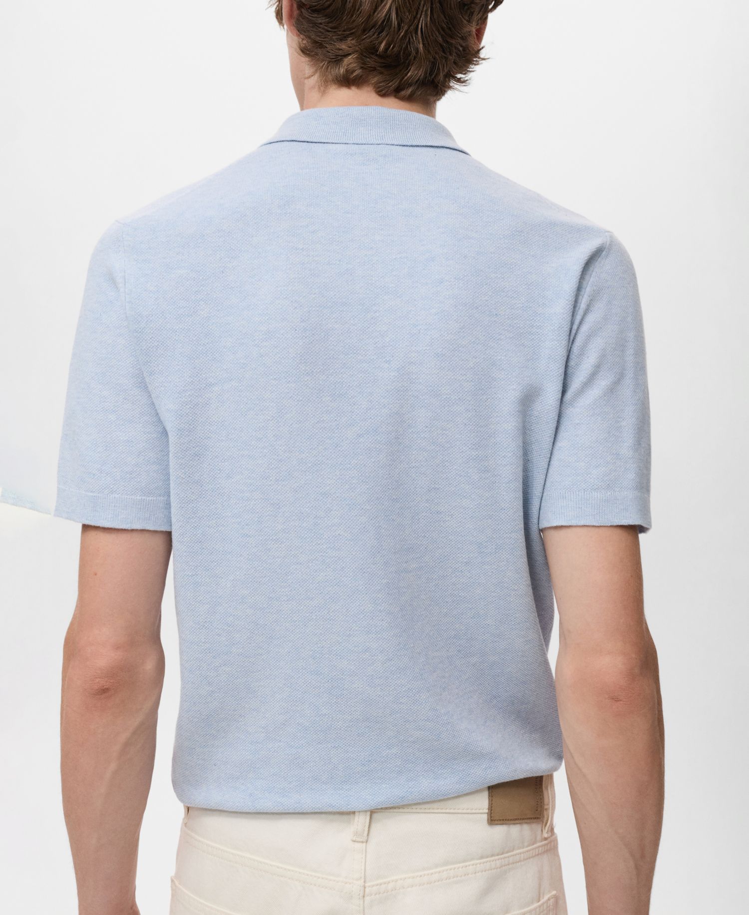 Men's Structured Knitted Slim-Fit Polo Shirt