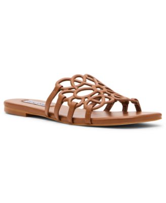 Women's Lotus Slide Square-Toe Flat Sandals