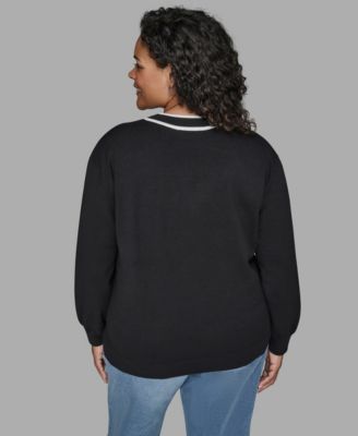 Women's Plus Size V-Neck Side Logo Sweater